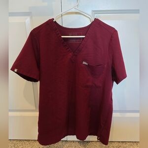 Womens Figs Maroon Catarina One-Pocket Scrub Top Size: L